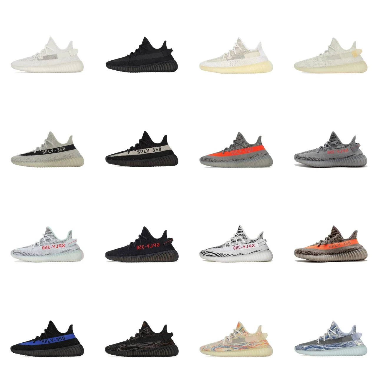 Yeezy 350 låga stickade sneakers med ribbad sula