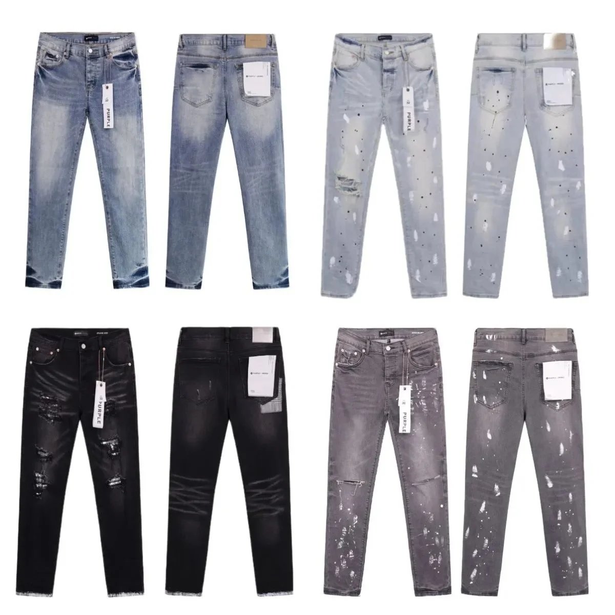 PURPLE jeans med urtvättade, slitna och färgstänksliknande alternativ