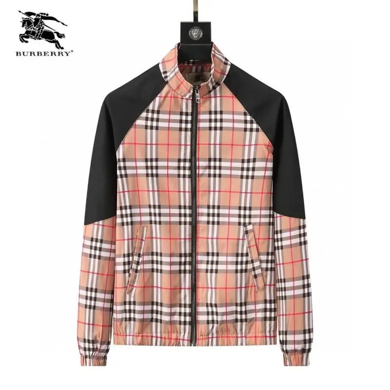 Jaqueta Corta-Vento Burberry com Zíper e Estampa Xadrez