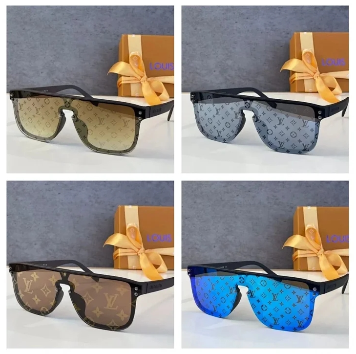 Okulary przeciwsłoneczne shield Louis Vuitton Monogram z prostą linią brwiową