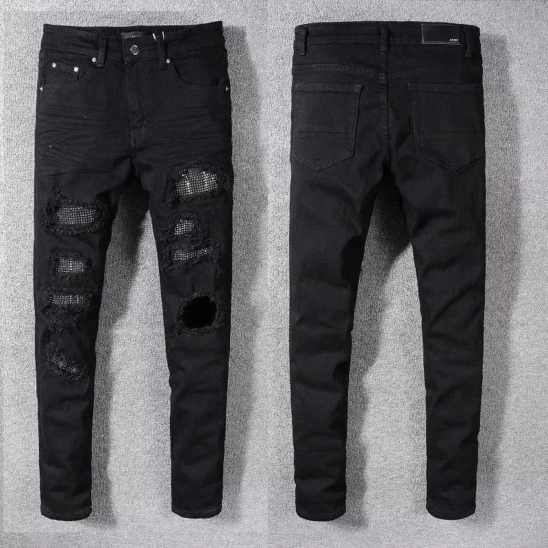 Slim-Fit Denim Jeans met Scheuren en Grafische Patchdetails