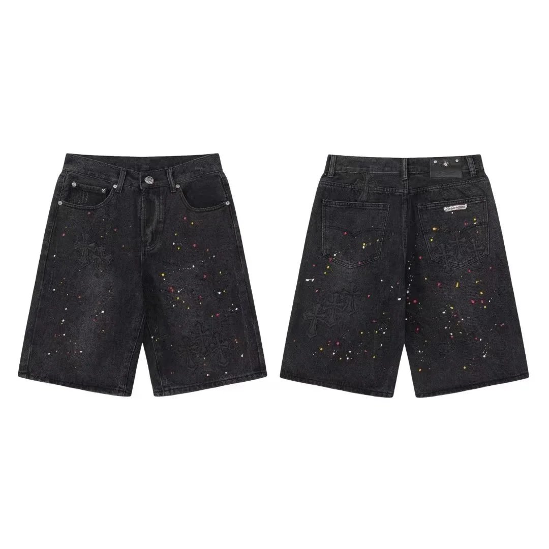 Chrome Hearts denim shorts met kruisapplicaties