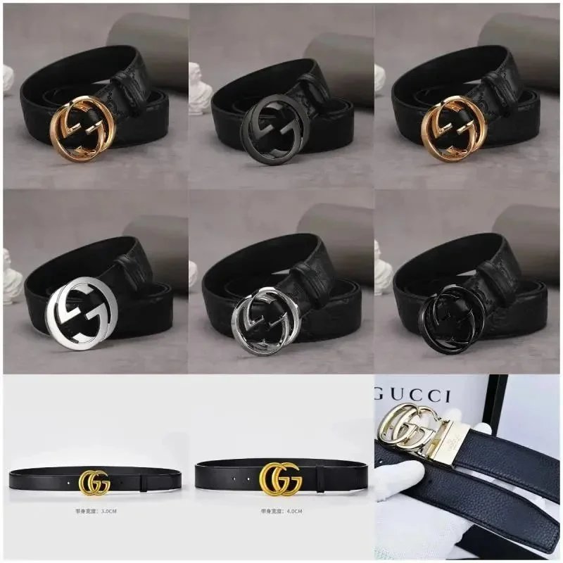 Cinturón estampado Gucci con hebilla metálica distintiva