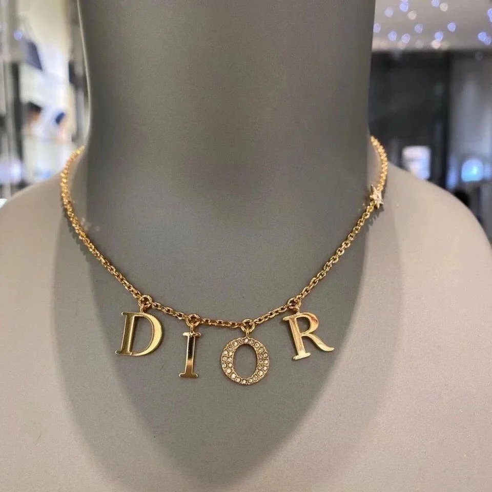 Dior Gold-Tone Chain Necklace with Letter Charms
