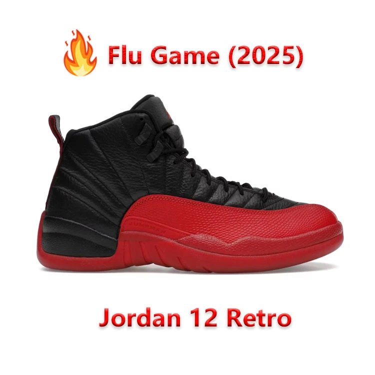 Sneakers Air Jordan 12 Retro Flu Game nero e rosso Varsity