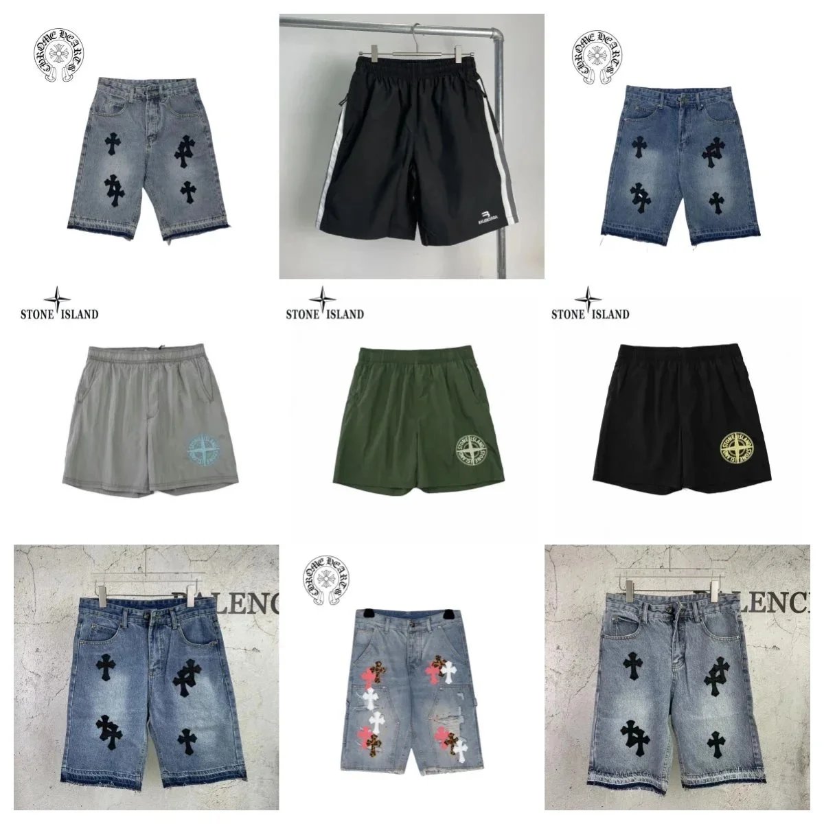Bermuda casual in denim con applicazioni e modelli sportivi elasticizzati