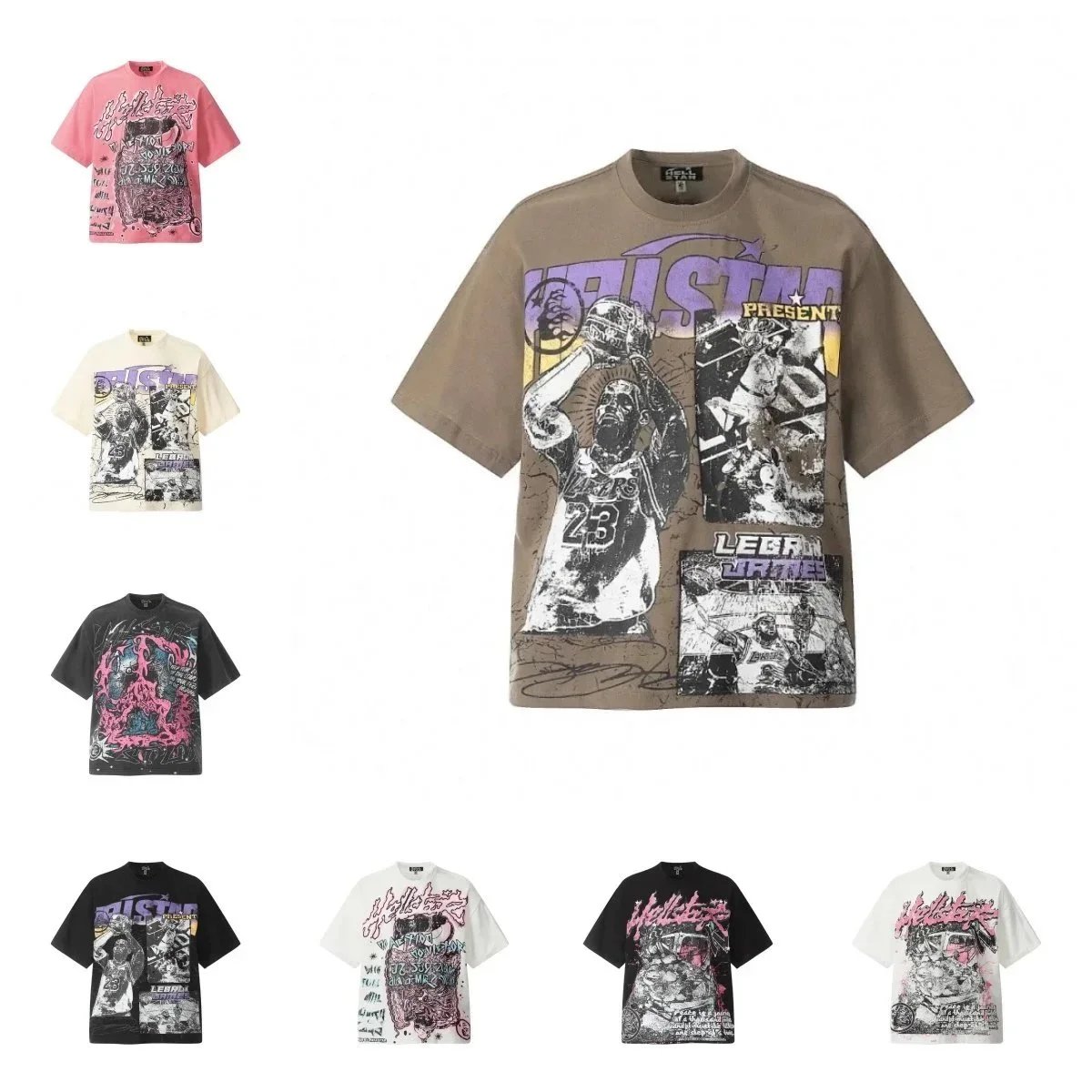 T-shirt Hellstar Girocollo a Maniche Corte con Grafica