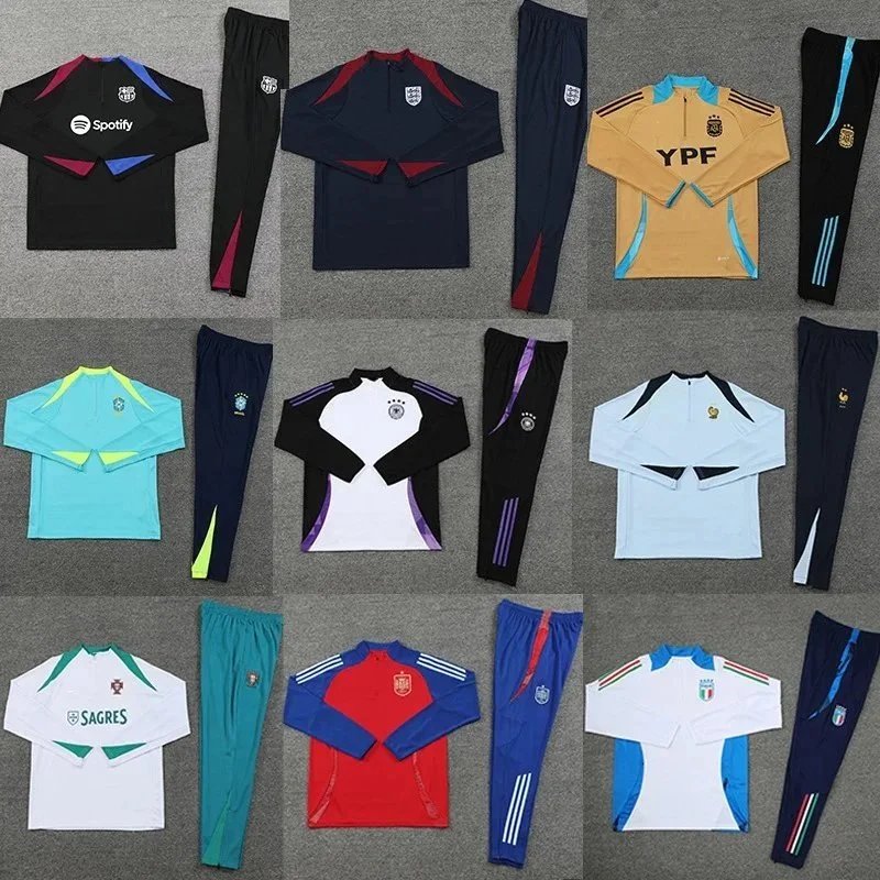 Long-Sleeve Quarter-Zip Soccer Training Top and Pants Set