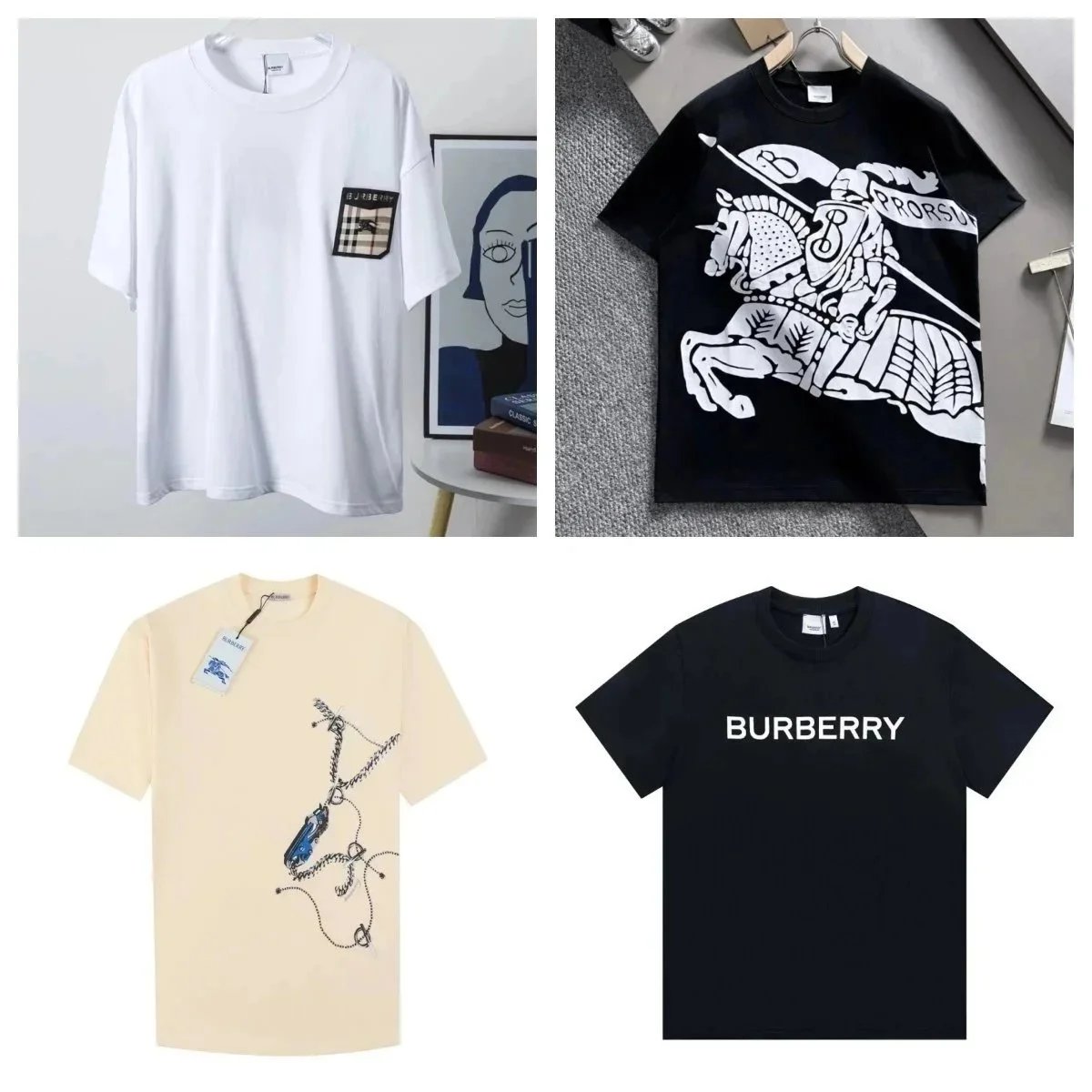 Camiseta Burberry de Gola Careca com Estampa Gráfica e Logotipo