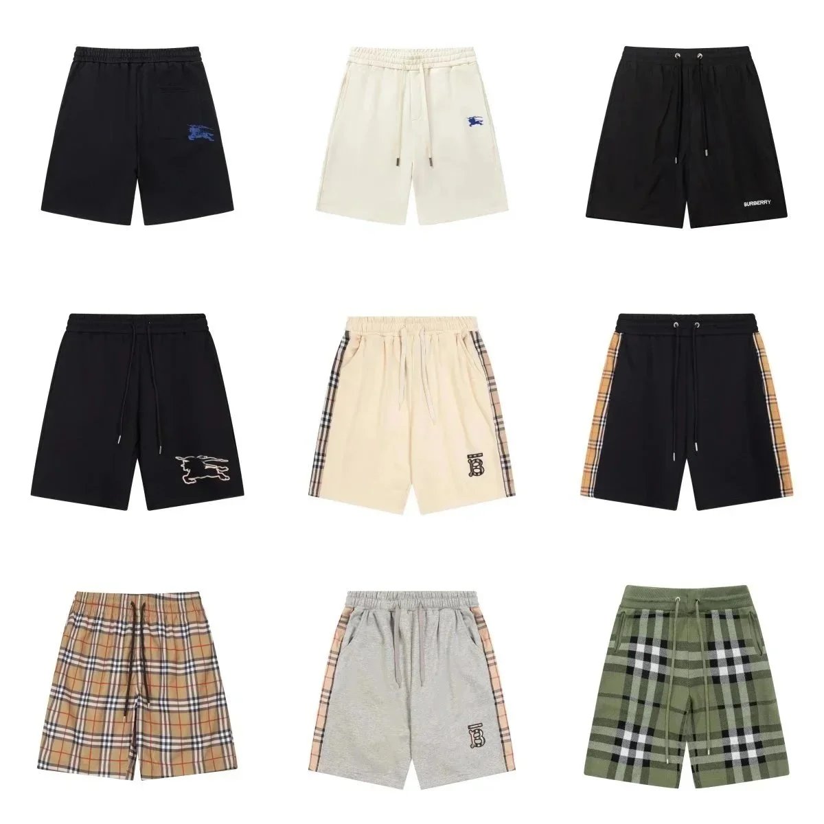 Bermudas Casuais Burberry com Cordão, Estampas Xadrez e Detalhes de Logo