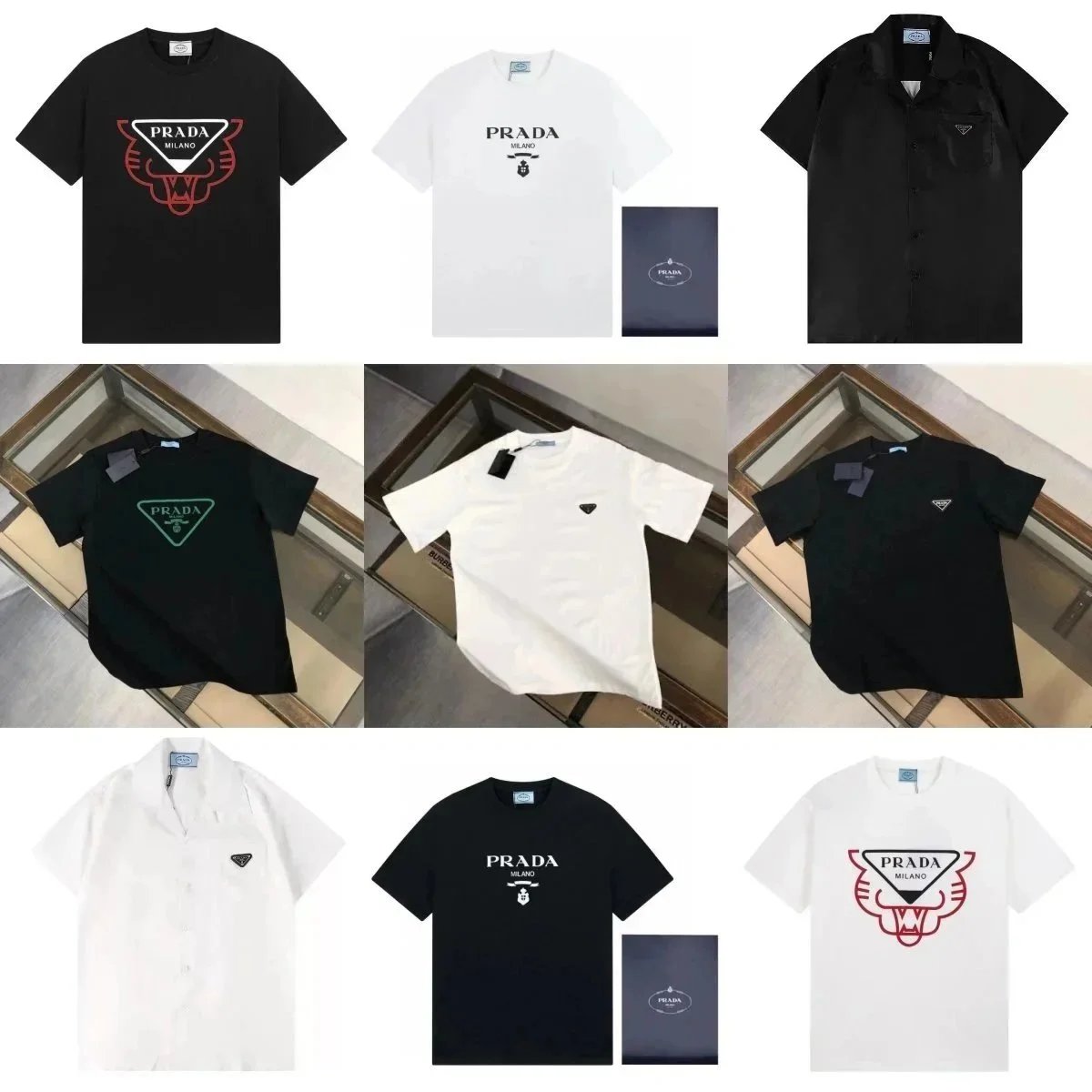 Grafische Rundhals-T-Shirts und bedruckte Hemden mit offenem Kragen