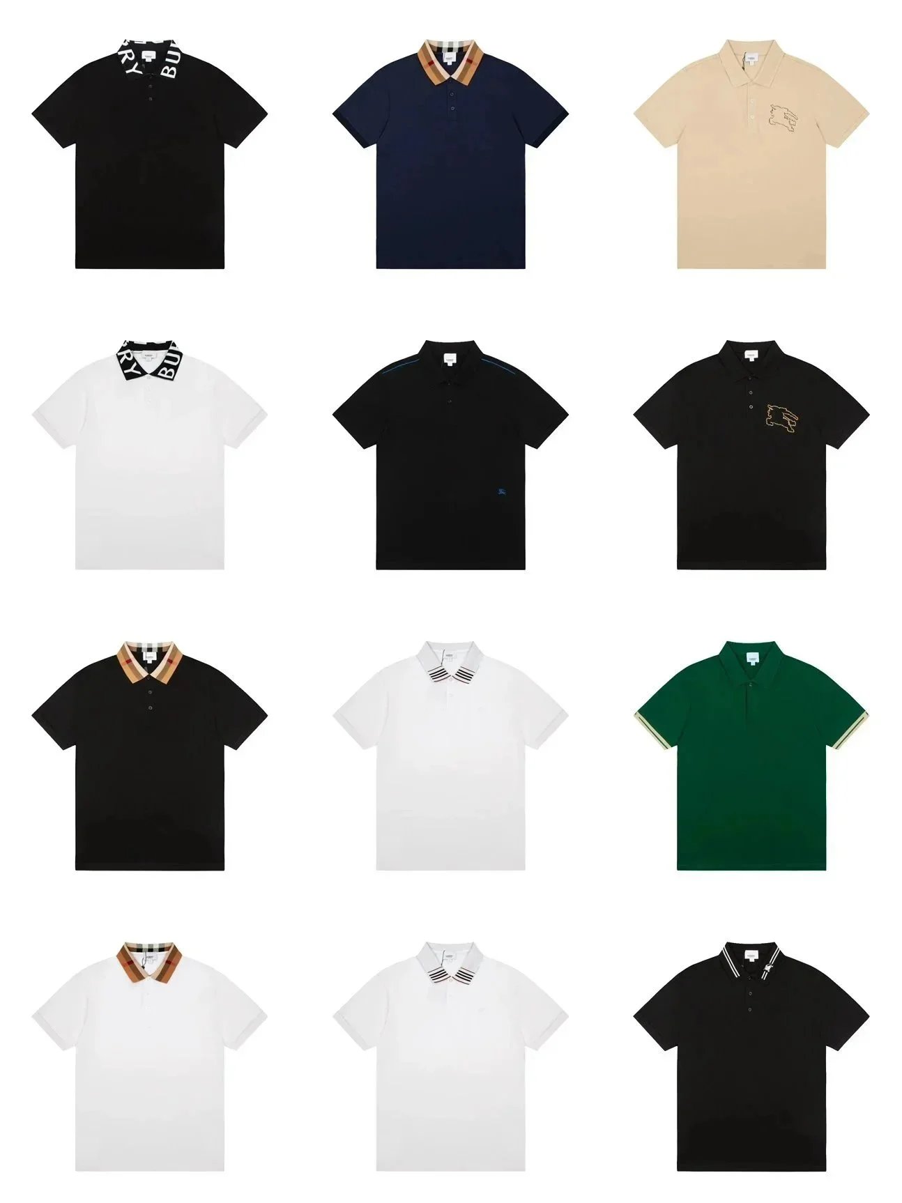Camisa Polo Burberry Manga Curta com Golas Estampadas e Motivos