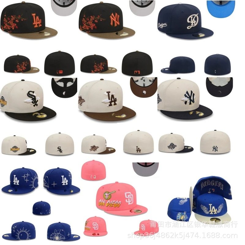 Embroidered Flat-Brim Fitted Baseball Cap