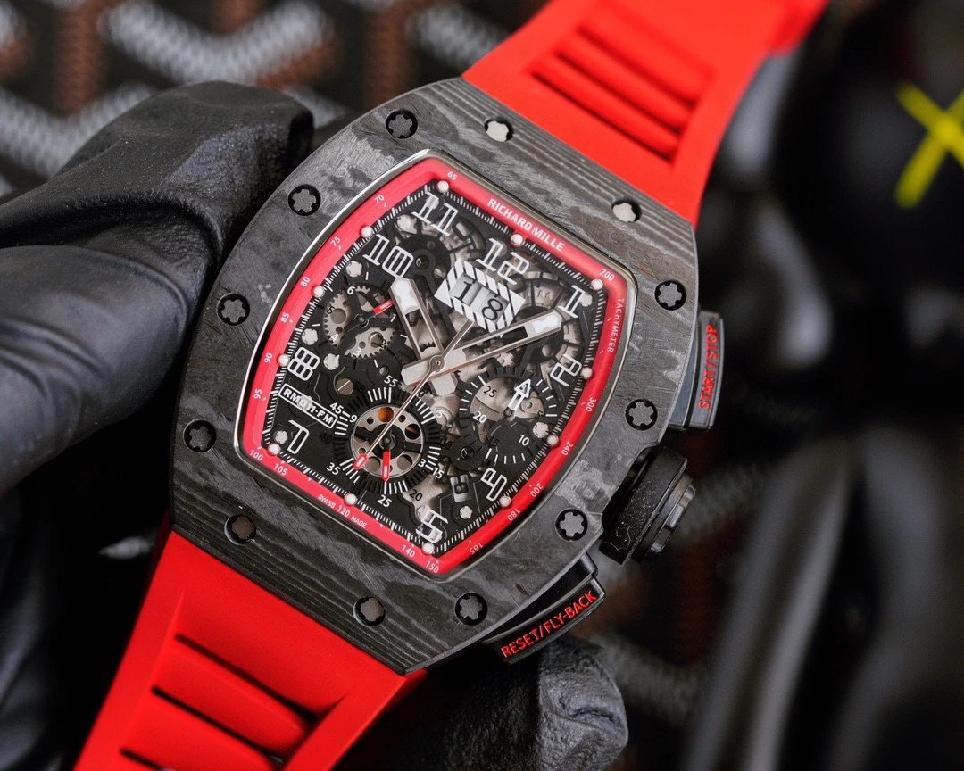 Richard Mille Stijl Tonneau Skelet Horloge met Chronograaf