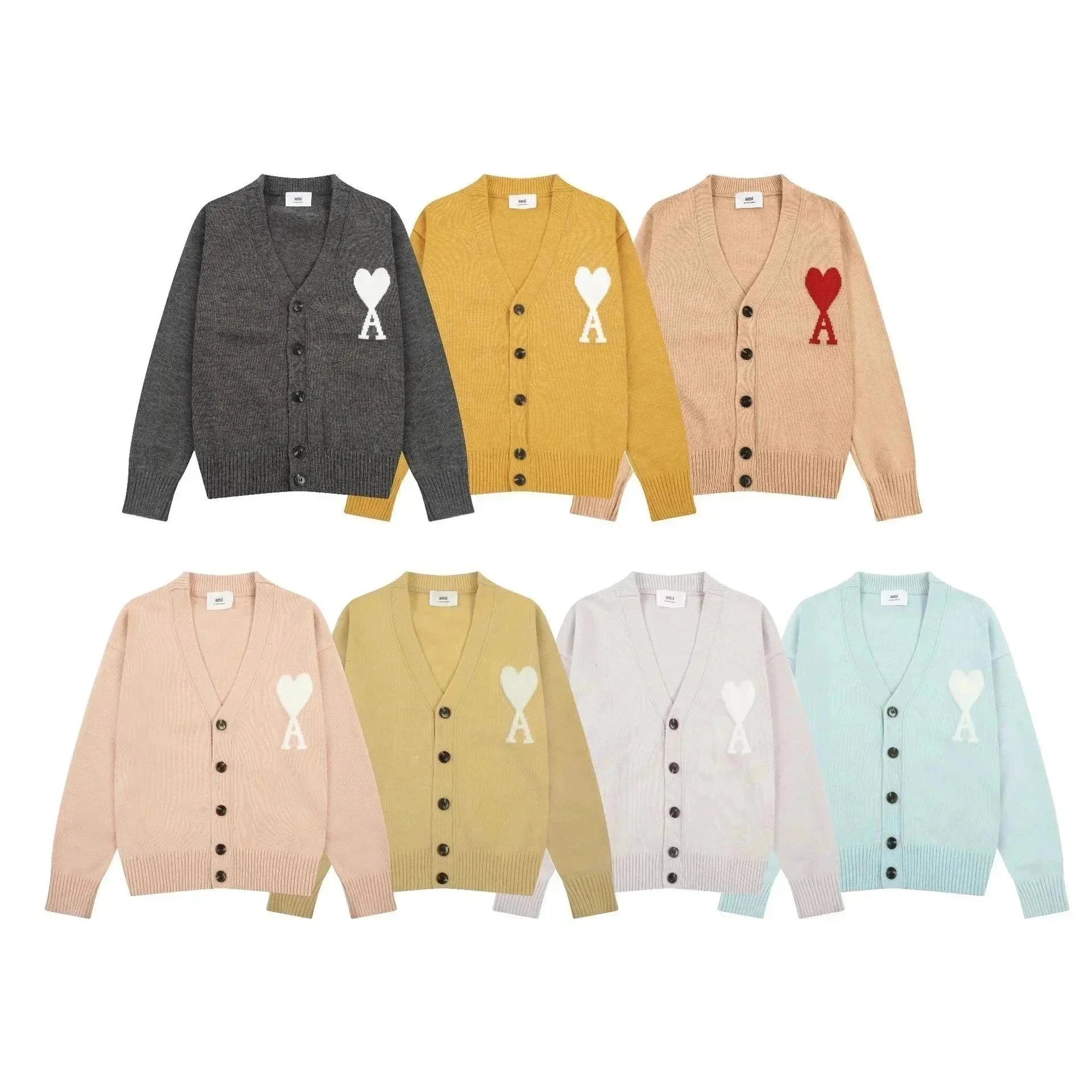AMI Paris Knit Cardigans and Sweaters with Heart Logo