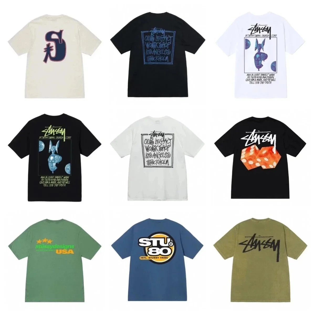 Camiseta de cuello redondo y manga corta con gráfico Stüssy