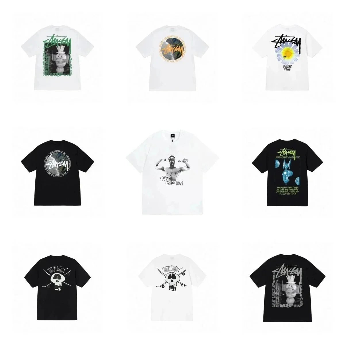 Camiseta de Cuello Redondo con Estampado Gráfico Stüssy