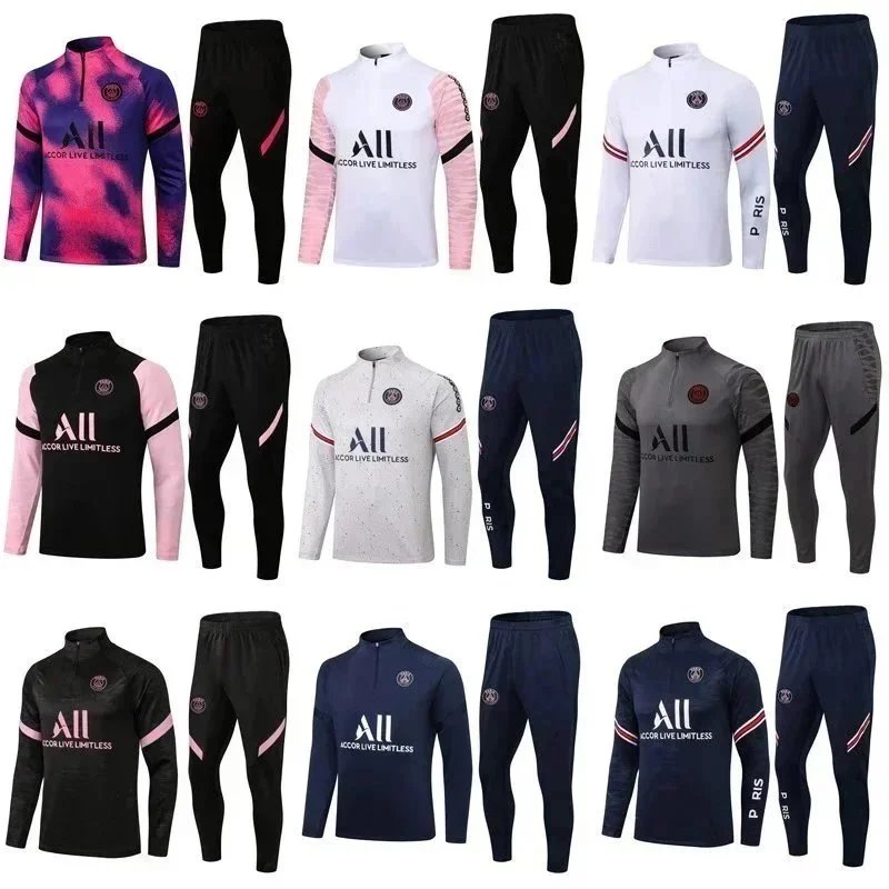 Tuta da Allenamento Calcio a Maniche Lunghe con Mezza Zip