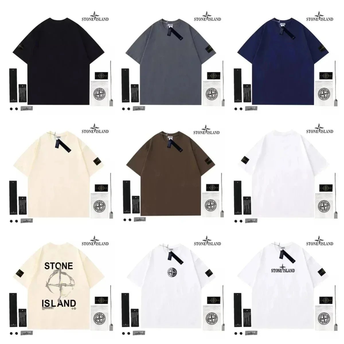 Stone Island 罗盘图案与字样圆领短袖T恤