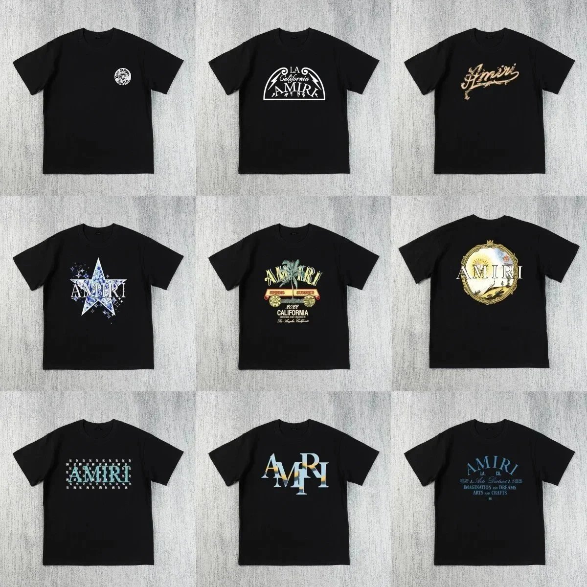 Amiri T-Shirt met Korte Mouwen, Ronde Hals en Grafische Print