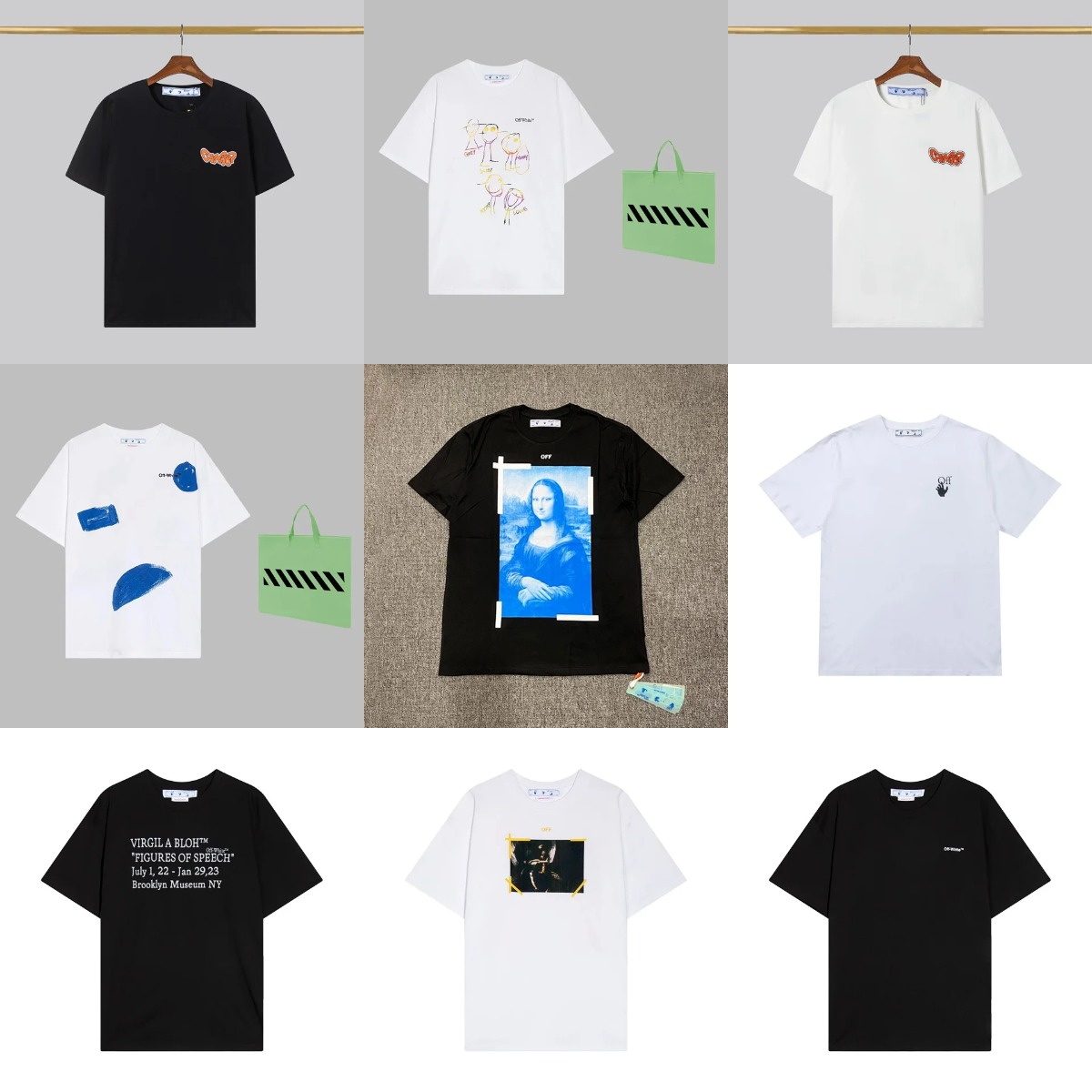 Koszulka Off-White z Krótkim Rękawem i Okrągłym Dekoltem z Nadrukiem