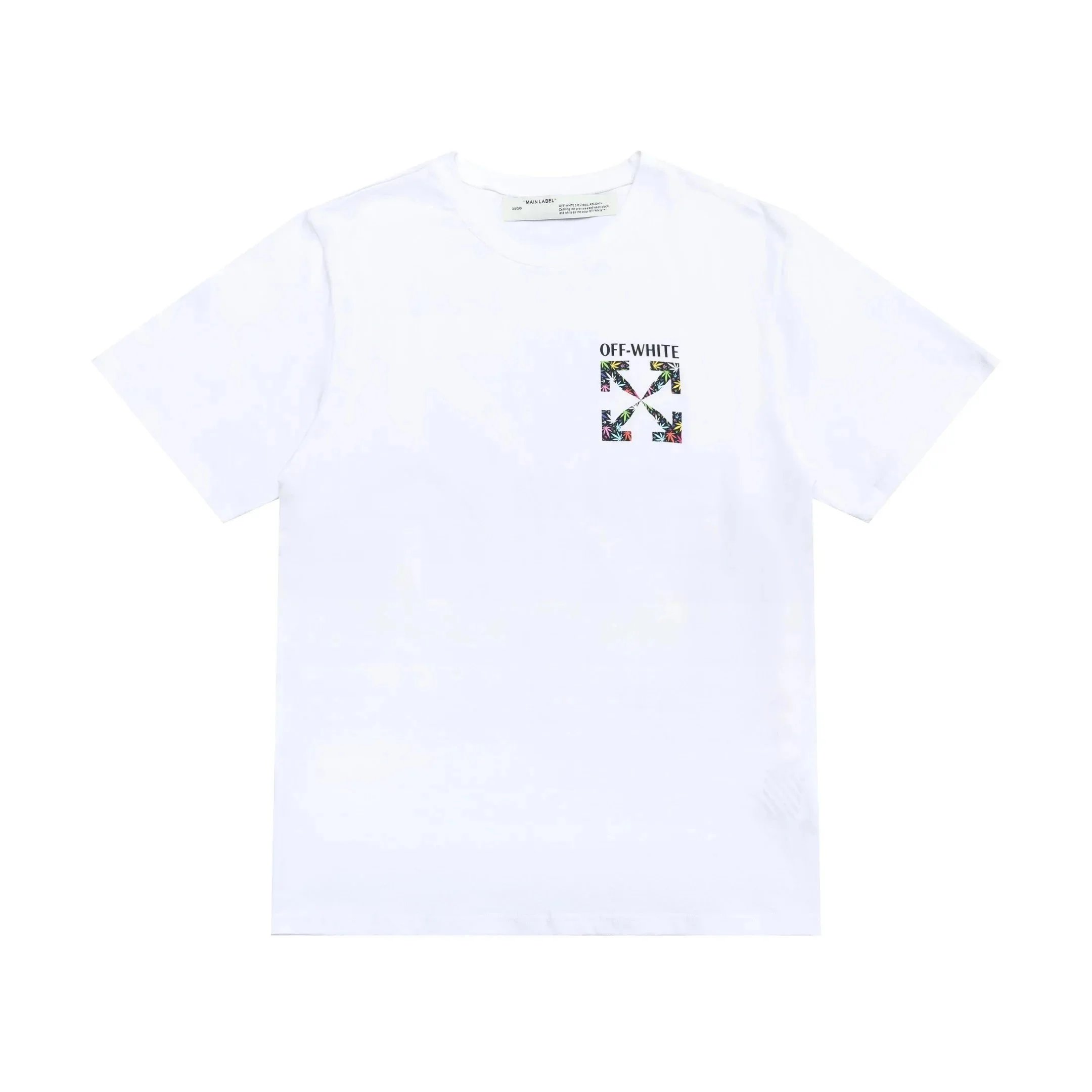T-Shirt Off-White a Maniche Corte Girocollo con Stampa
