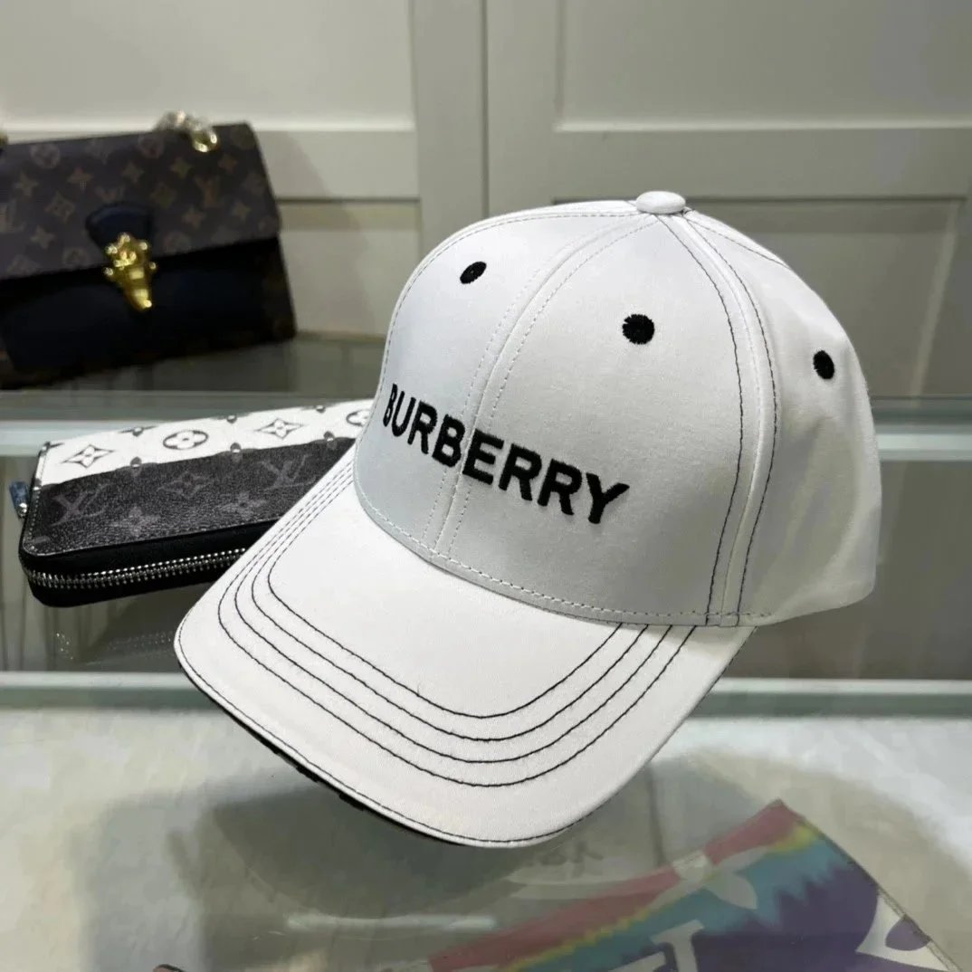 Embroidered Logo and Check Detail Baseball Caps