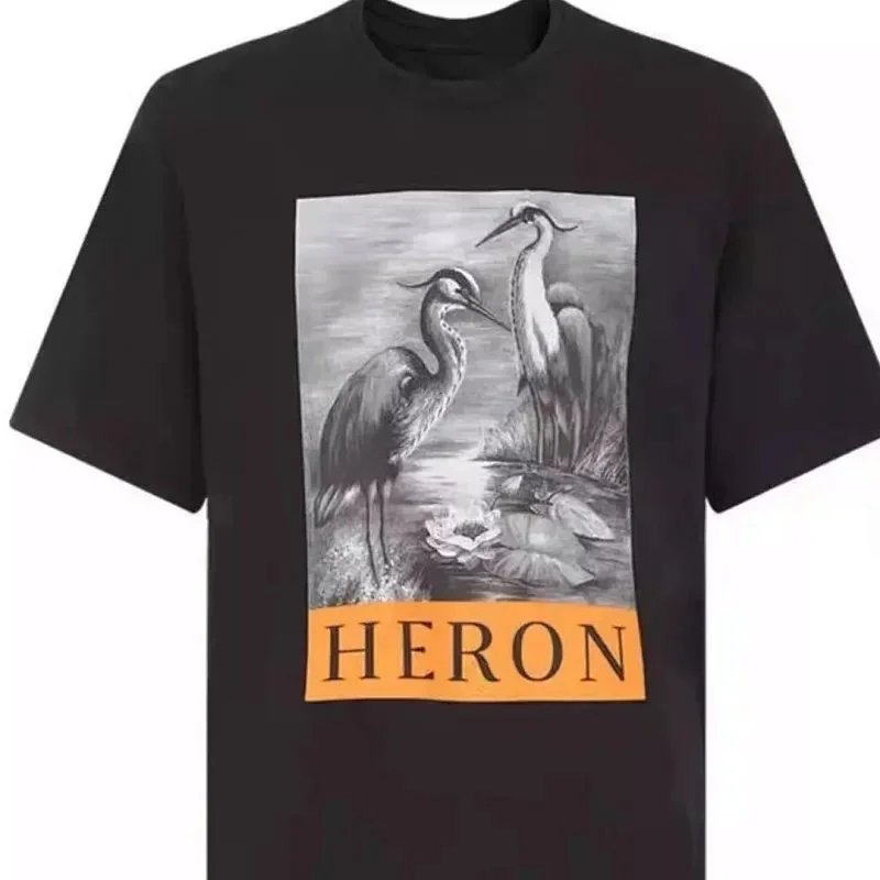 Heron Graphic Print Crew-Neck Short-Sleeve T-Shirt