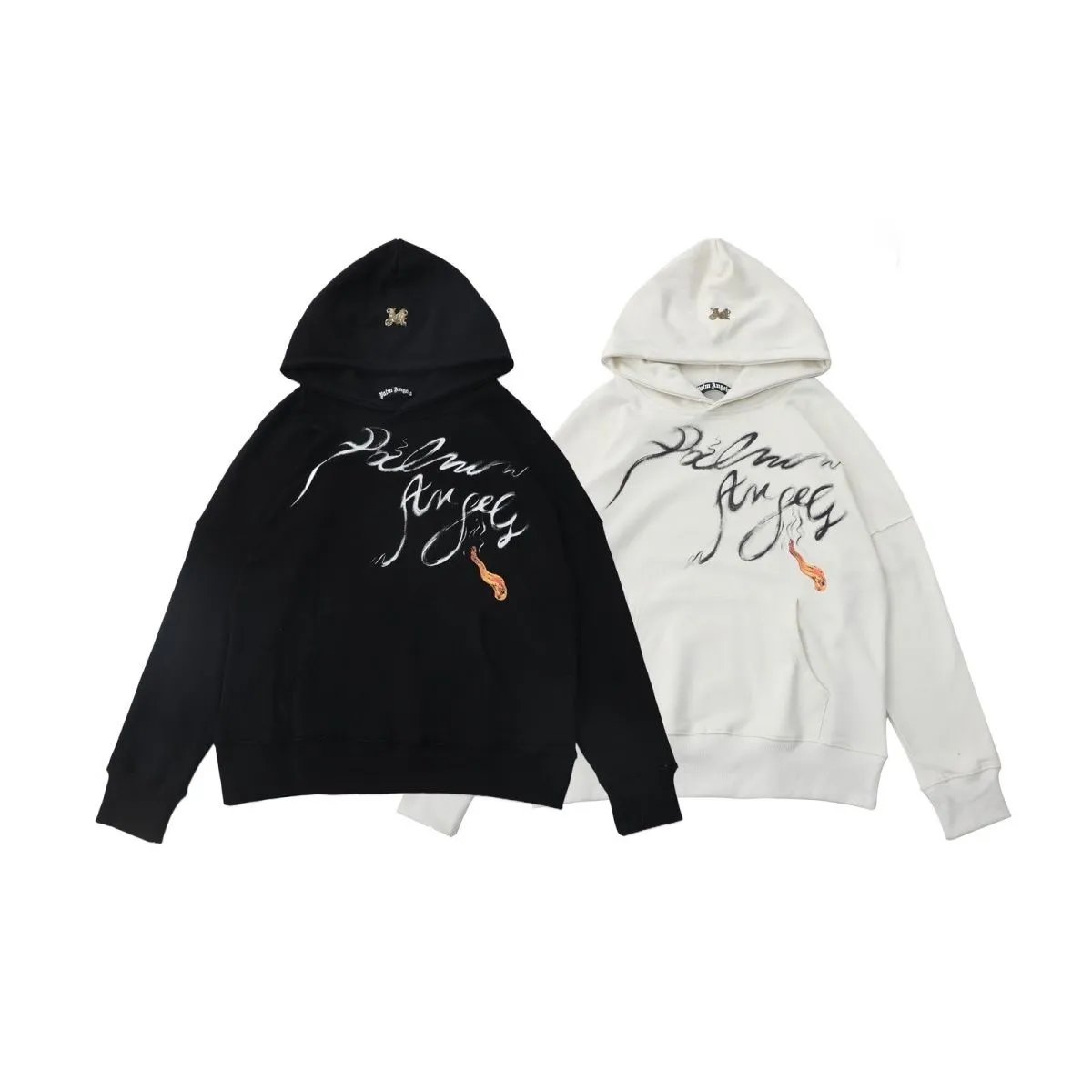Palm Angels Smoke Script Print Hooded Sweatshirt