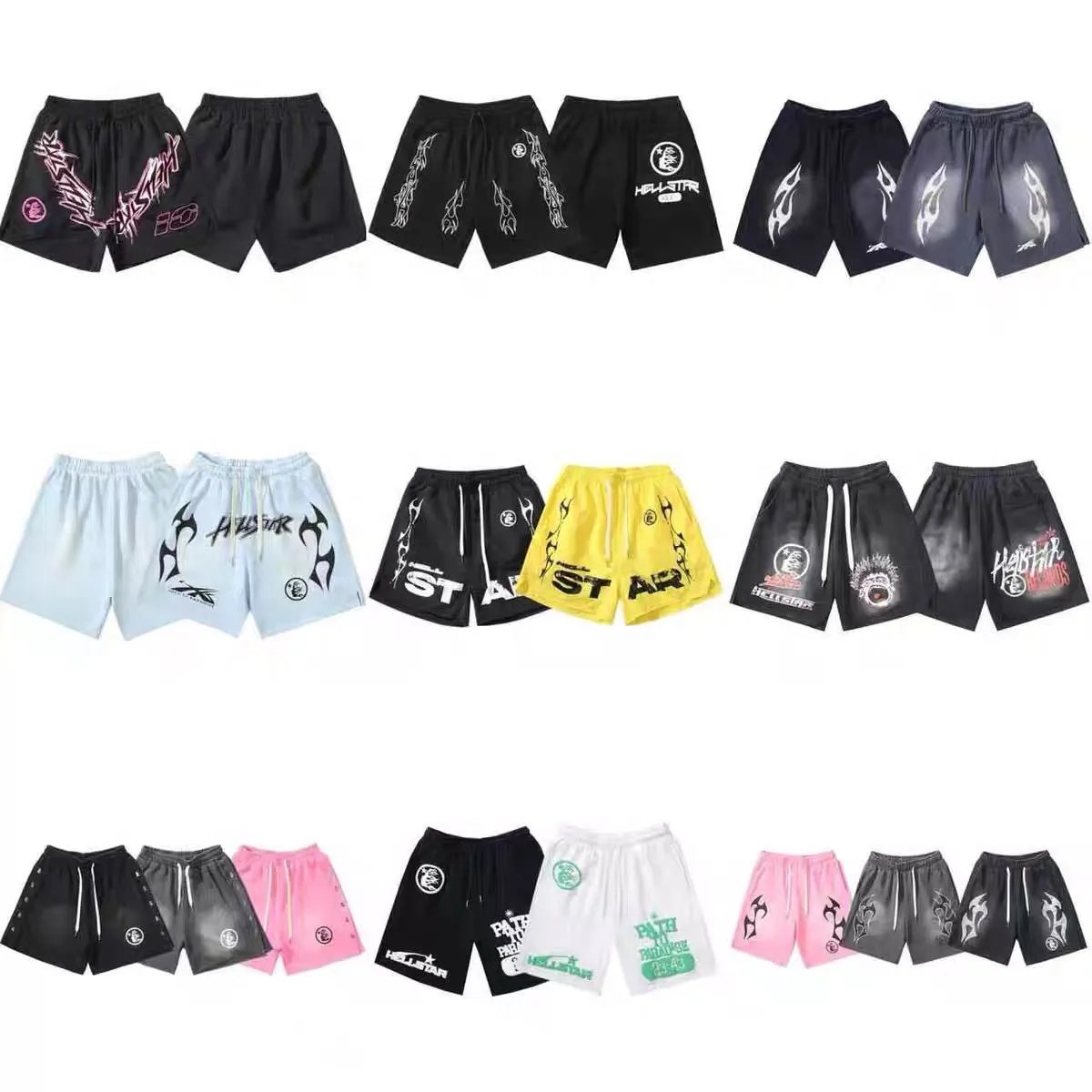 Pantaloncini con coulisse e stampe grafiche Hellstar