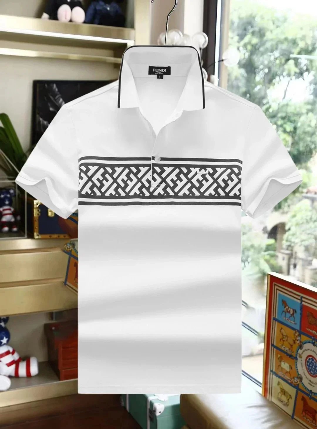 Koszulka polo z krótkim rękawem Fendi z monogramem