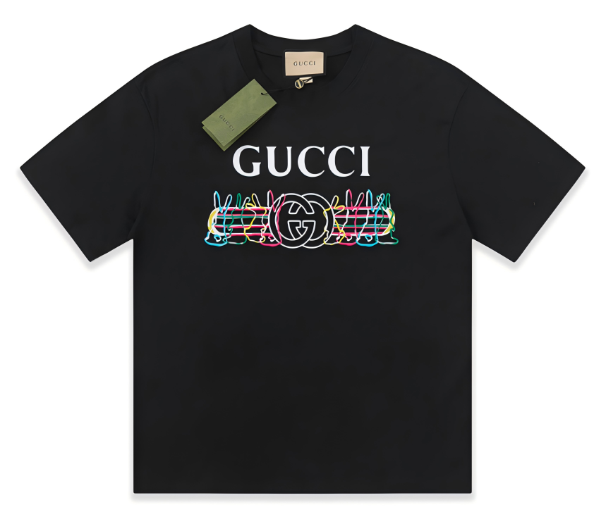 Tričko Gucci s Krátkým Rukávem, Kulatým Výstřihem a Grafickým Potiskem