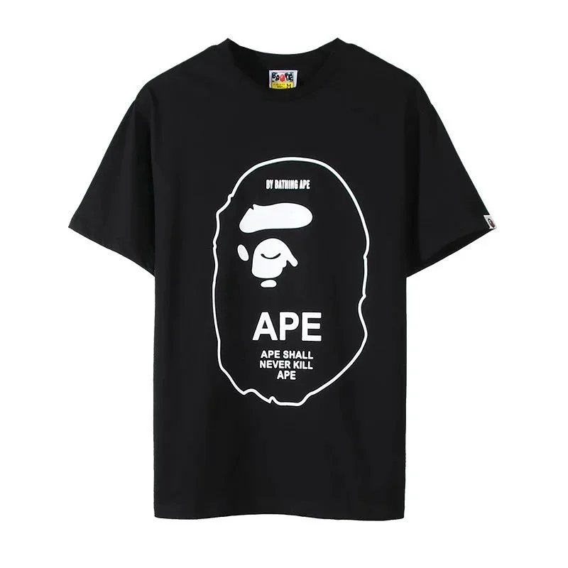 Trička BAPE s kulatým výstřihem, opičími motivy a nápisy