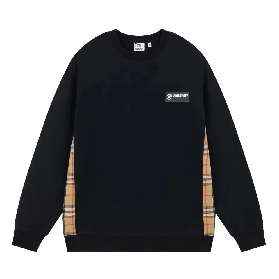 Burberry Rundhals-Sweatshirt mit Grafik und Karoeinsätzen