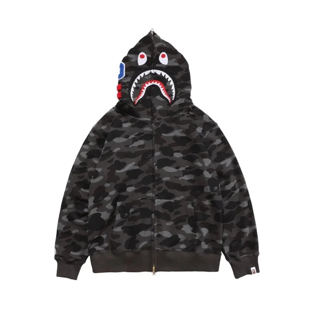 Mikina s Kapucí a Celopropínacím Zipem Maskáčová BAPE