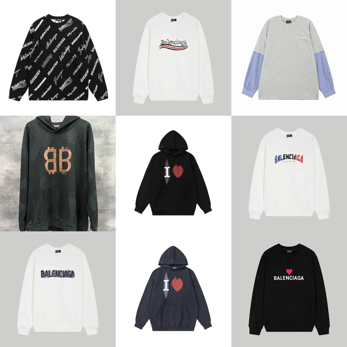 Balenciaga Graphic Crewneck Sweatshirts and Pullover Hoodies