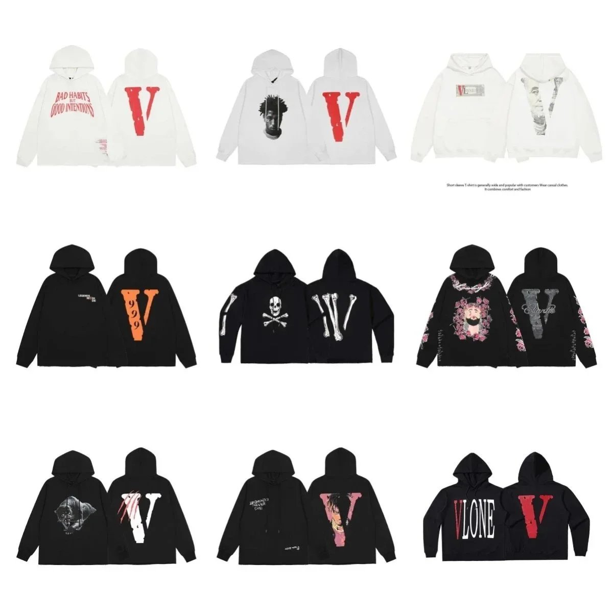 Vlone Grafik-Kapuzenpullover mit rückseitigem V-Logo