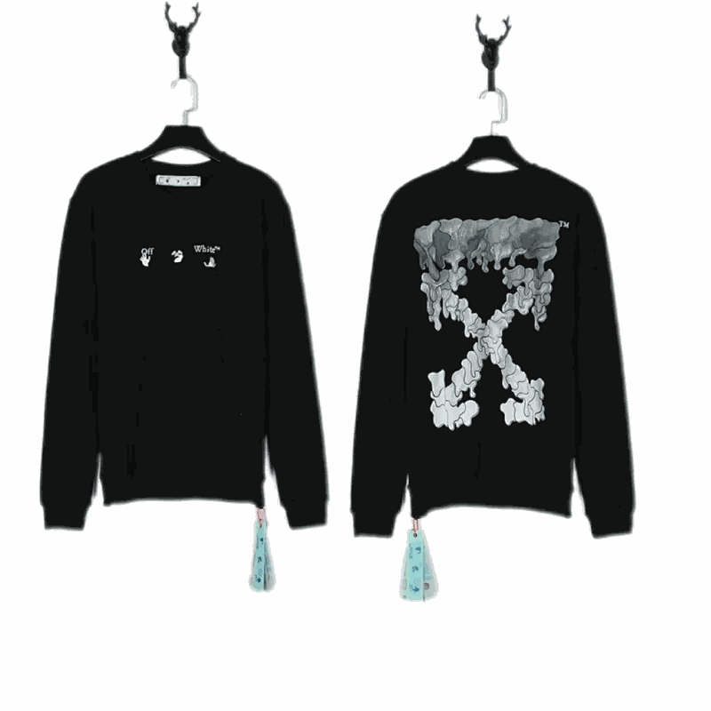 Sudadera Off-White de Cuello Redondo con Estampado Gráfico