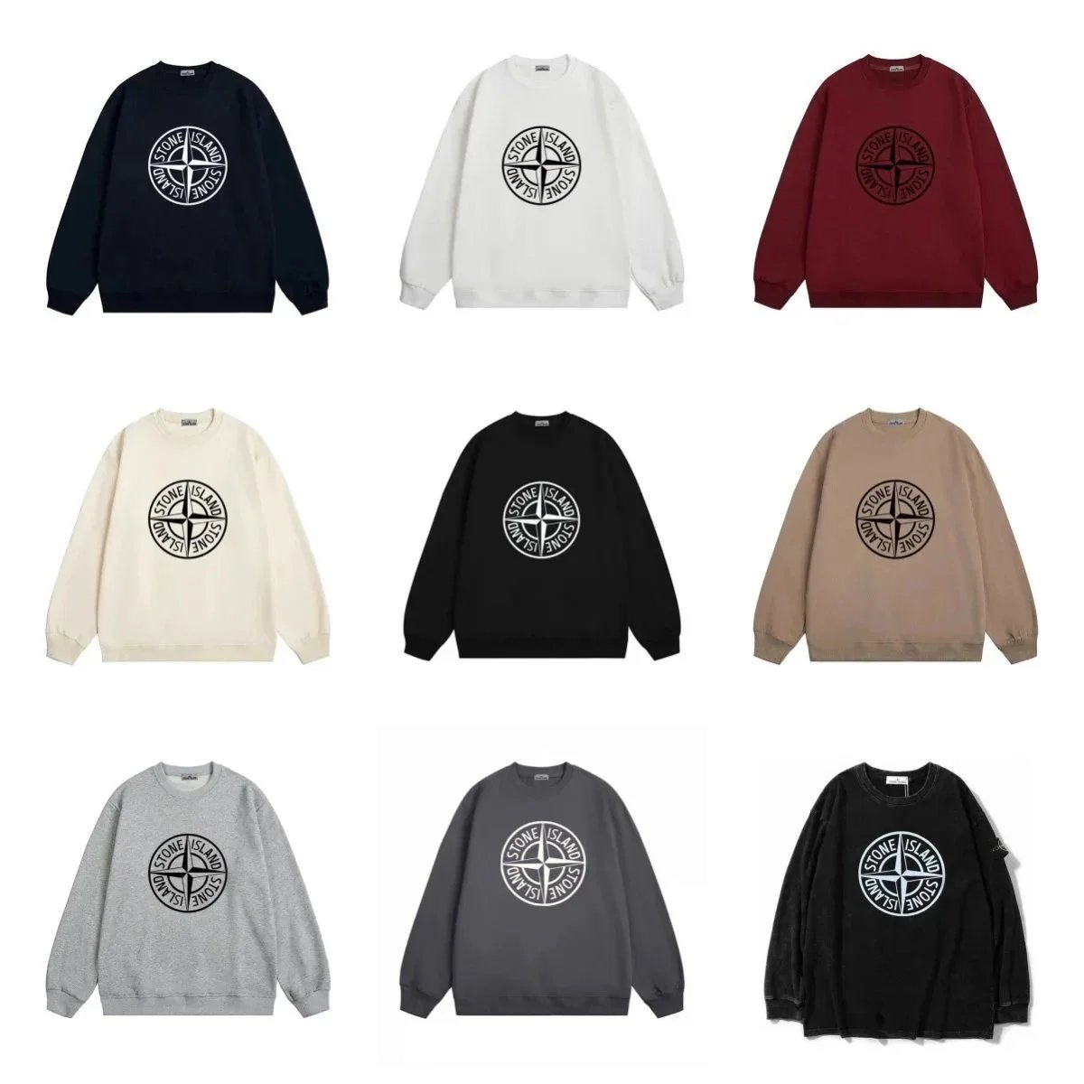Mikina Stone Island s kulatým výstřihem a logem kompasu