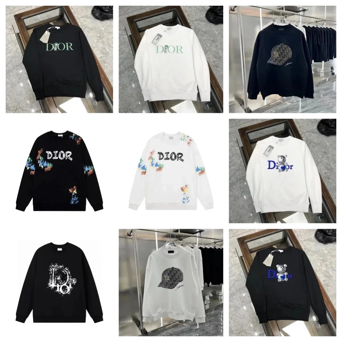 Dior Long-Sleeve Graphic Sweatshirts and Knit Tops