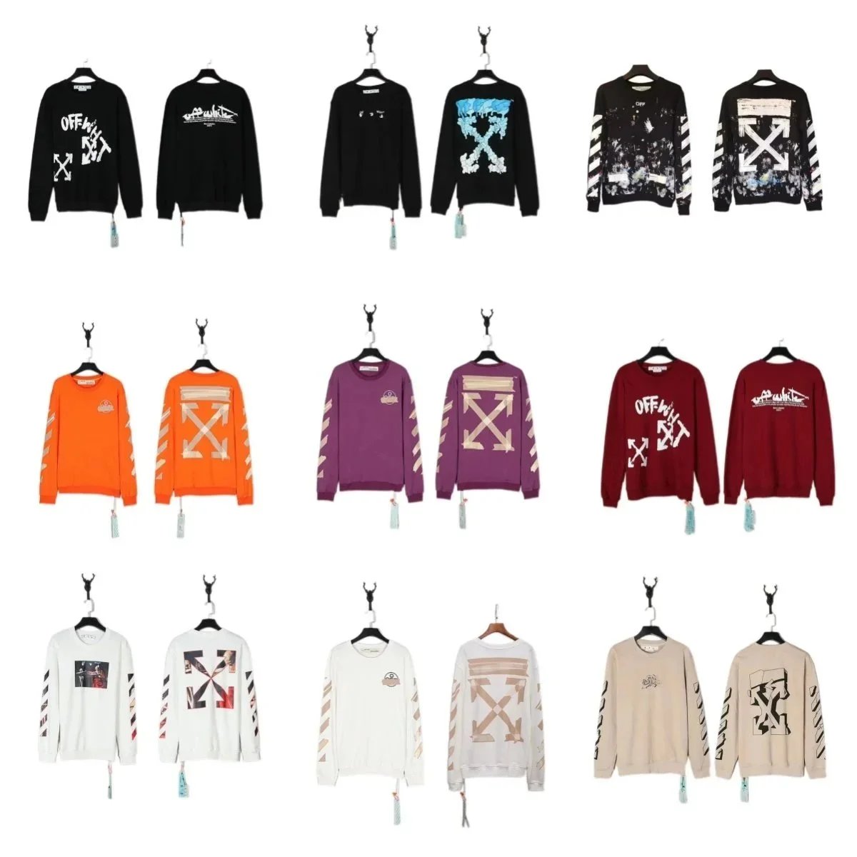 Sudadera Off-White de Cuello Redondo con Estampado Gráfico