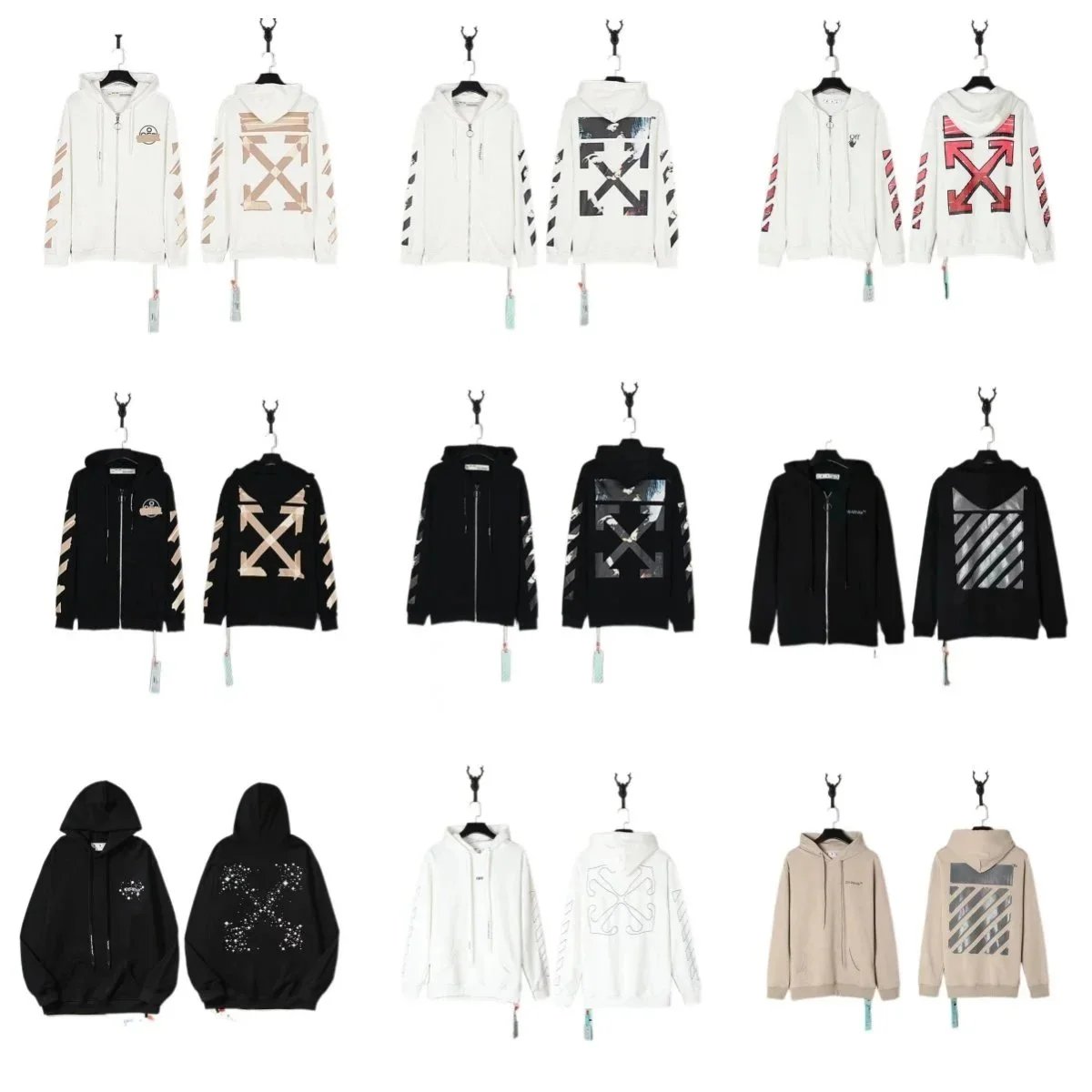 Sudadera con capucha Off-White con estampado gráfico, cerrada y con cremallera