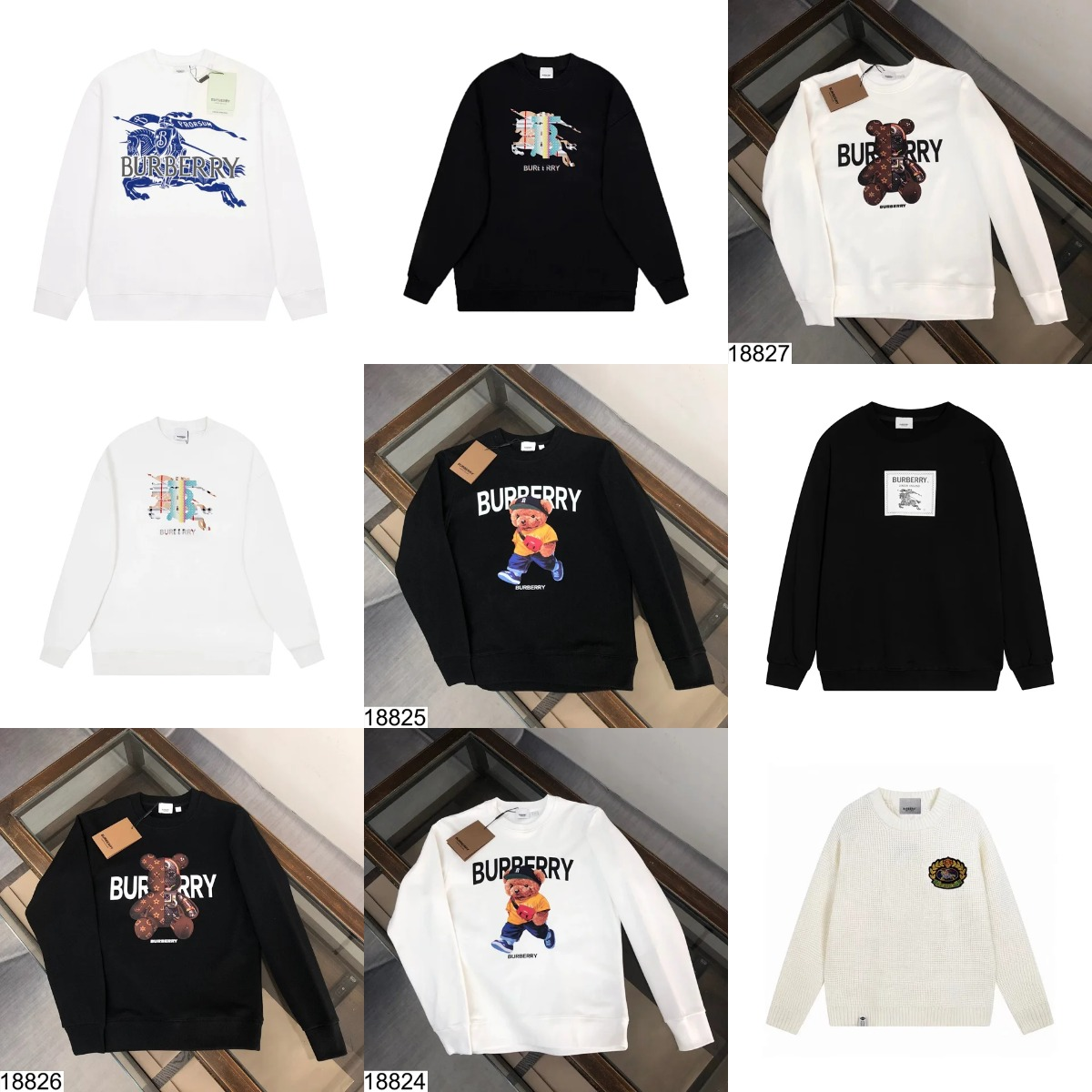 Sweatshirts à col rond imprimés et pulls en maille Burberry