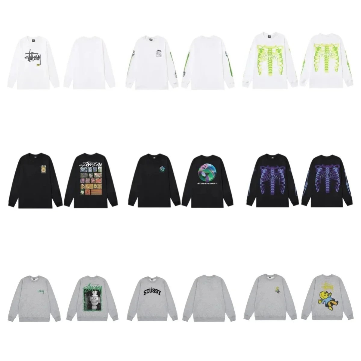 Prendas de Manga Larga con Cuello Redondo y Estampados Stüssy