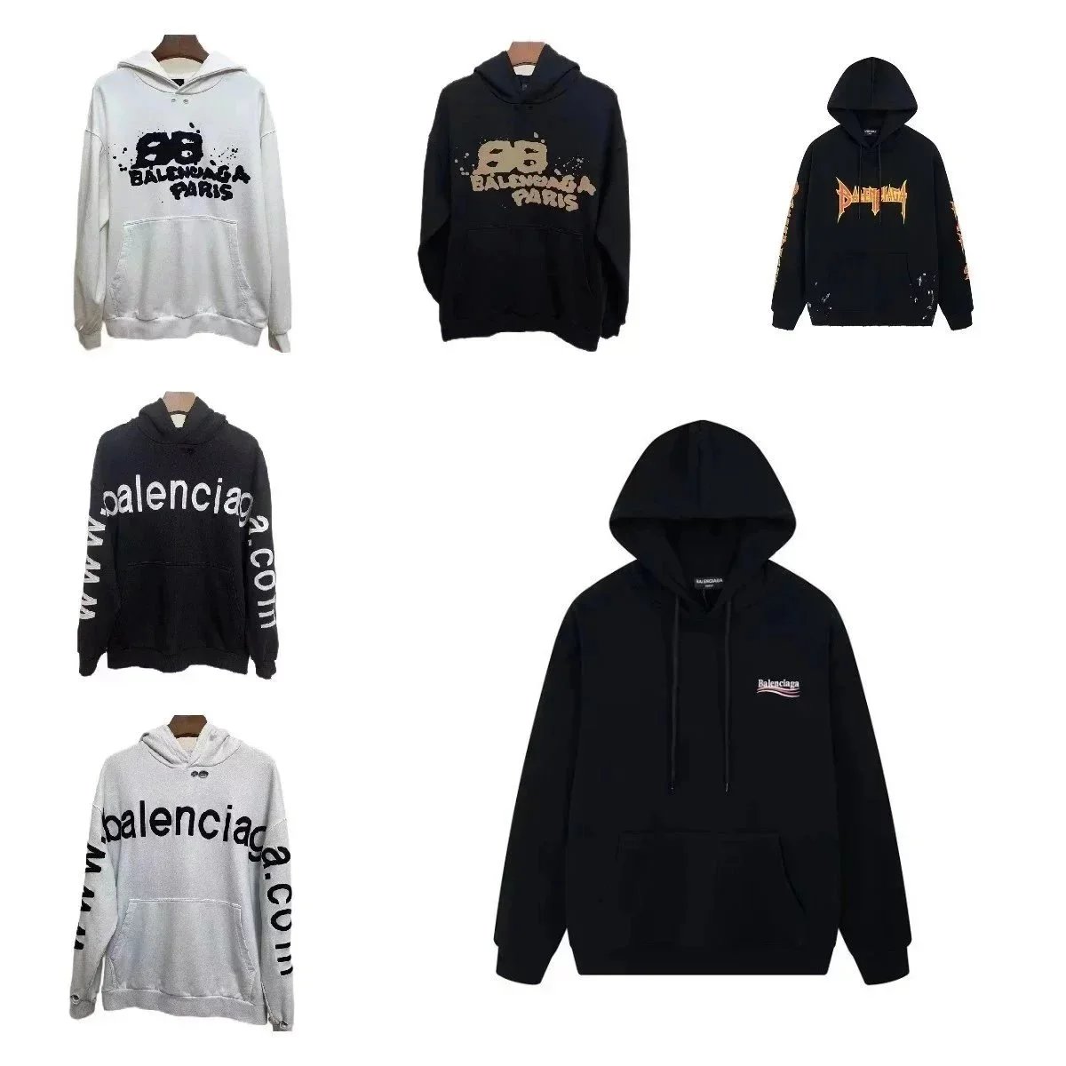 Balenciaga Huvtröja med Grafiskt Tryck och Ficka