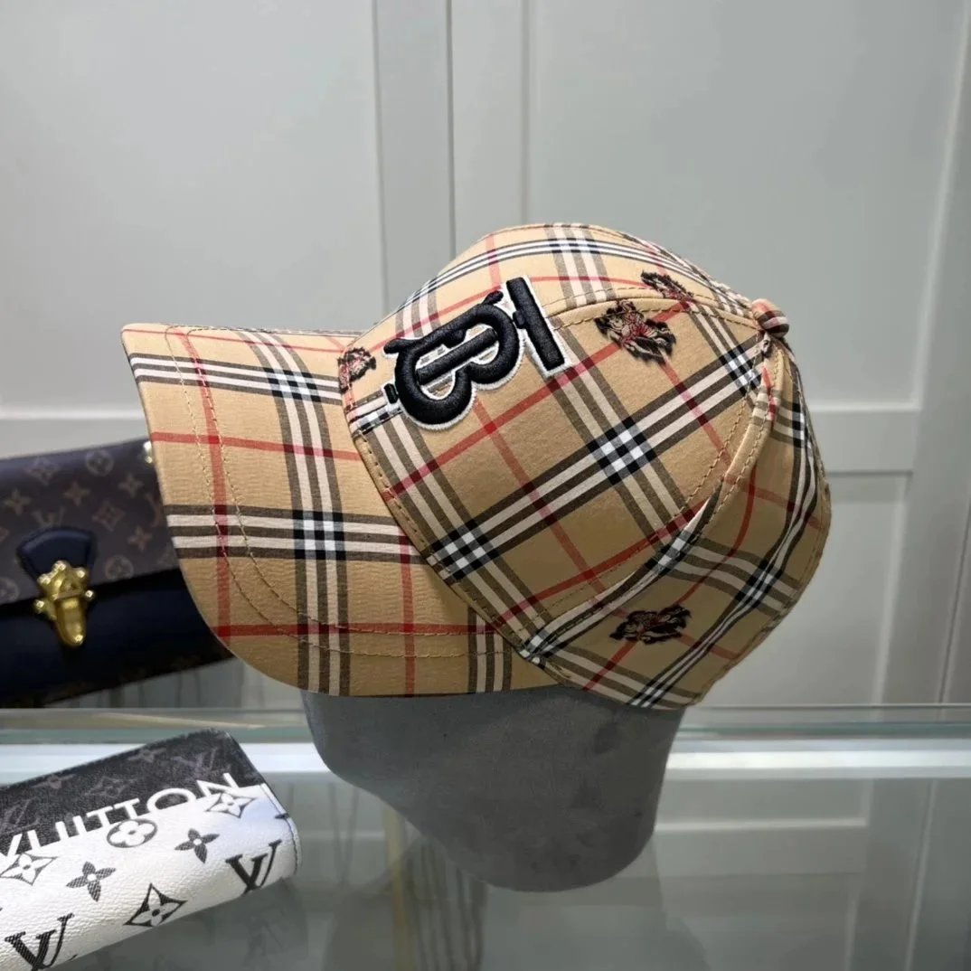 Burberry Caps and Bucket Hats with Checks and Logo Motifs