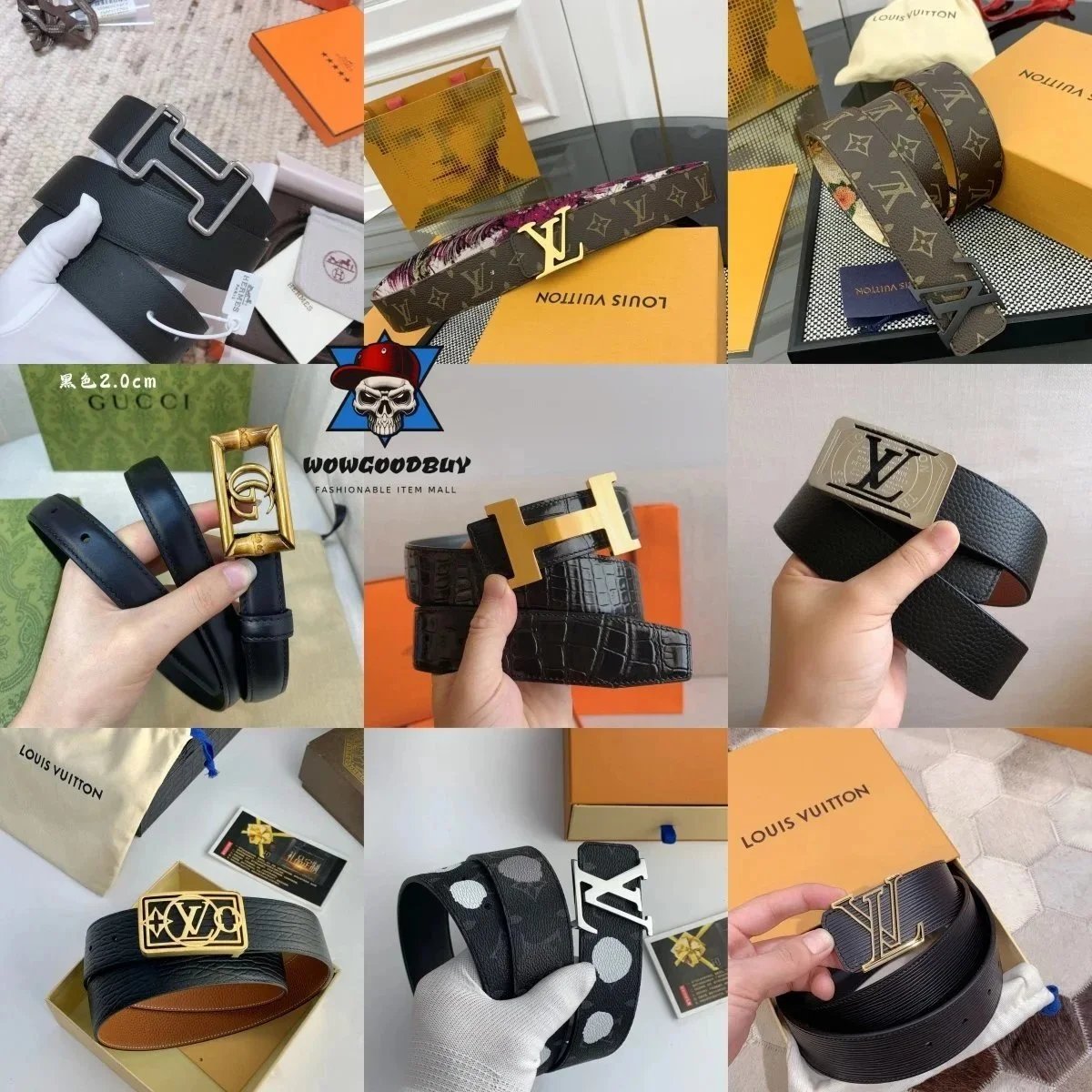 Selezione di cinture con fibbie varie e cinturini a motivi