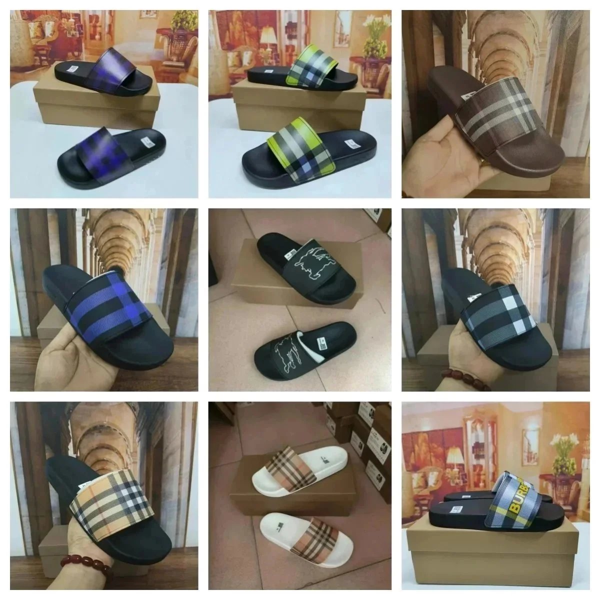 Burberry Check and Graphic Slide Sandals, Assorted Designs
