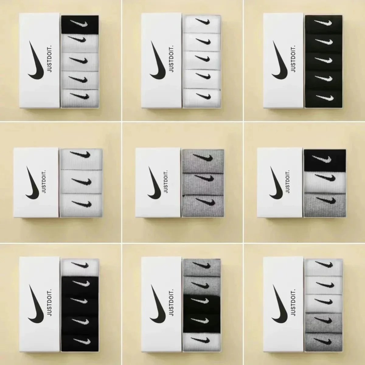 Skarpety Nike ze znakiem swoosh w bieli, czerni lub szarości