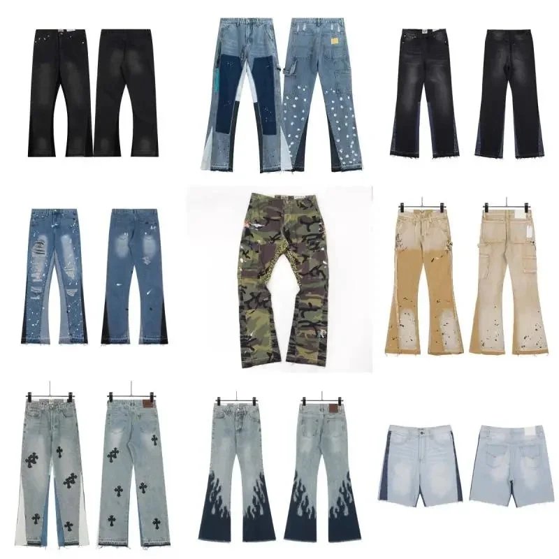 Jeans et shorts Gallery Dept. avec coupes évasées, droites et designs délavés et camouflage